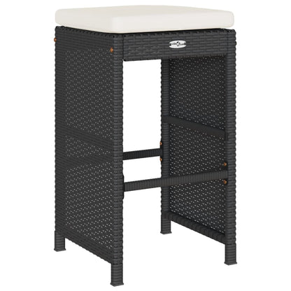 Sgabelli da Bar con Cuscini 4 pz Neri in Polyrattan | homemem39