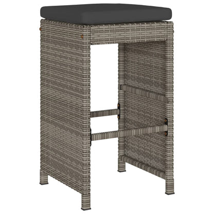 Sgabelli da Bar con Cuscini 4 pz Grigi in Polyrattan | homemem39