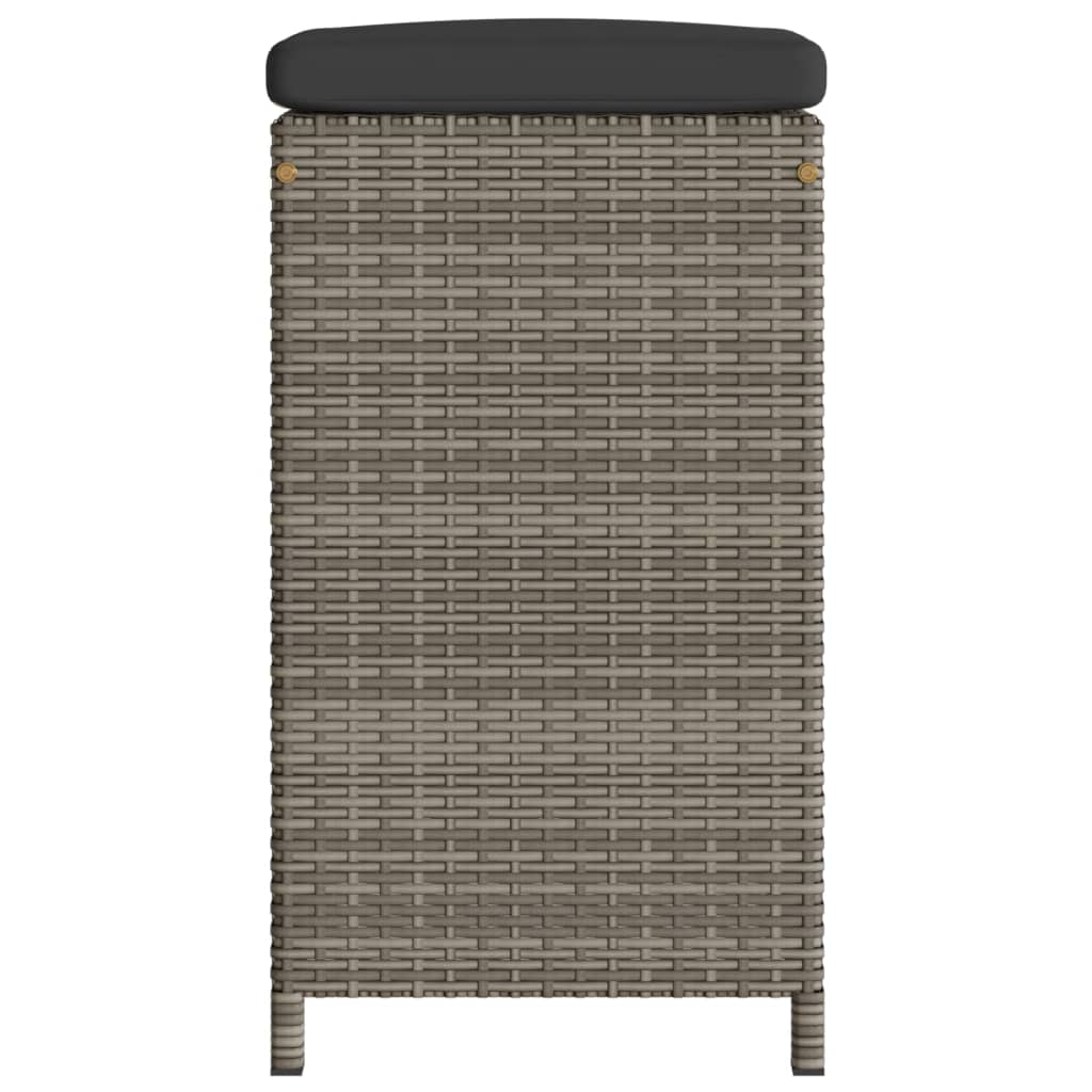 Sgabelli da Bar con Cuscini 4 pz Grigi in Polyrattan | homemem39