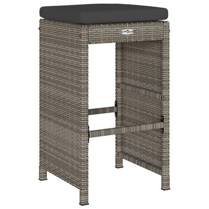 Sgabelli da Bar con Cuscini 4 pz Grigi in Polyrattan | homemem39