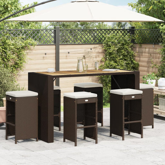 Sgabelli Bar da Giardino con Cuscini 6 pz Marroni in Polyrattan | homemem39