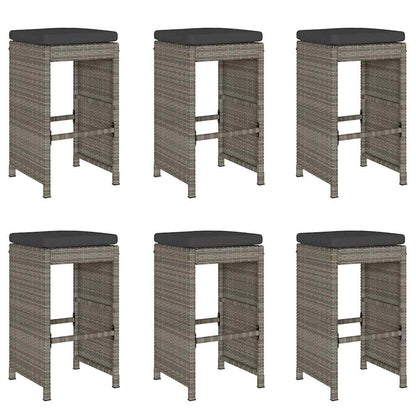 Sgabelli Bar da Giardino con Cuscini 6 pz Grigi in Polyrattan - homemem39