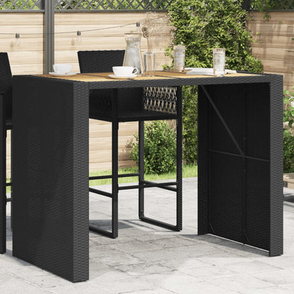 Tavolo Bar da Giardino Piano in Acacia 145x80x110 cm Polyrattan