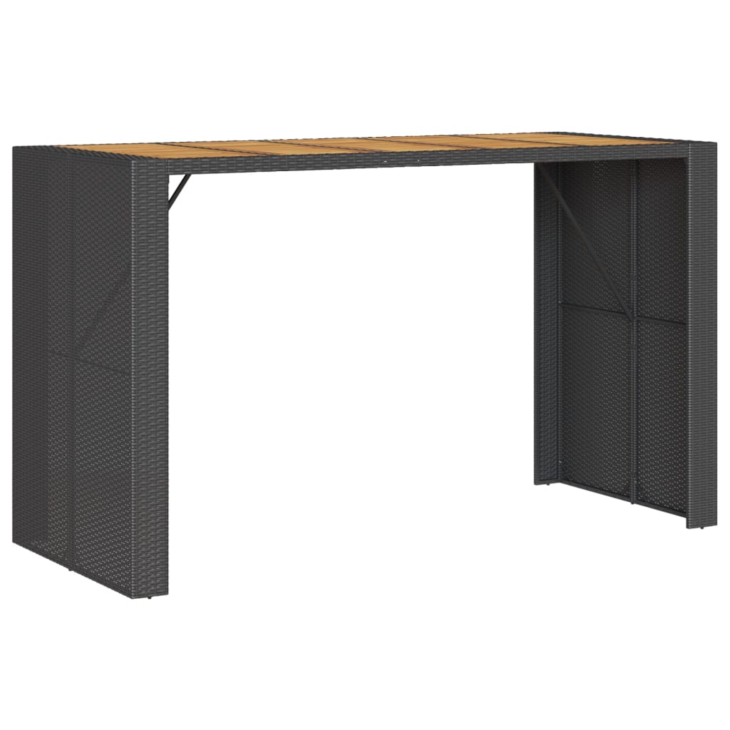 Tavolo Bar da Giardino Piano in Acacia 185x80x110 cm Polyrattan