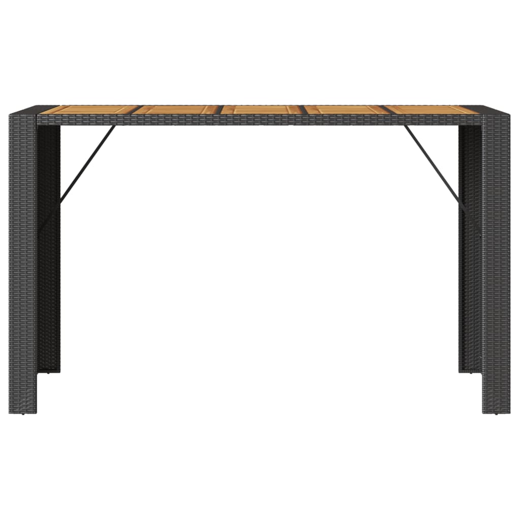 Tavolo Giardino Piano Legno Acacia Nero 185x80x110cm Polyrattan