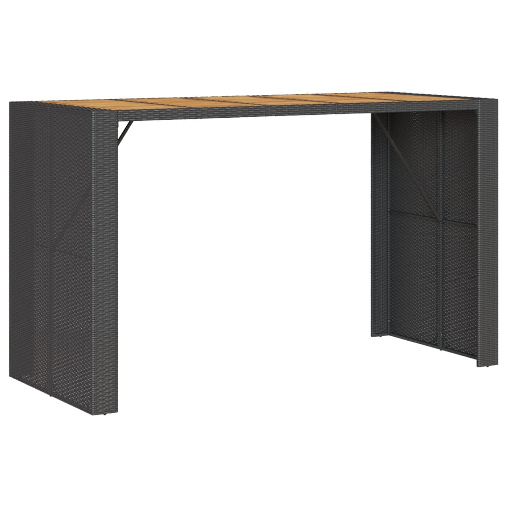 Tavolo Bar da Giardino Piano in Acacia 185x80x110 cm Polyrattan