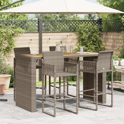 Tavolo Bar da Giardino Piano in Acacia 185x80x110 cm Polyrattan