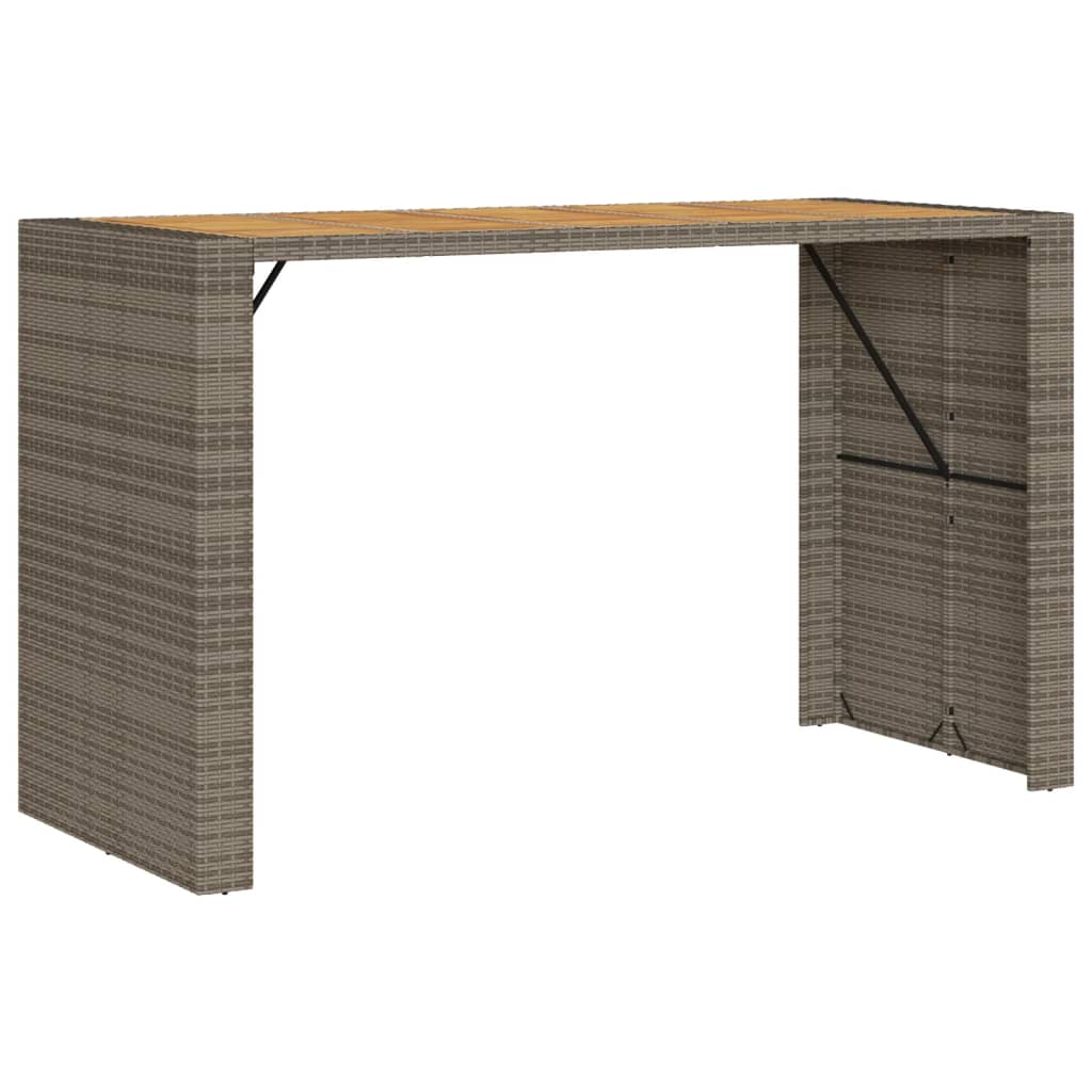 Tavolo Bar da Giardino Piano in Acacia 185x80x110 cm Polyrattan