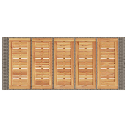 Tavolo Giardino Piano in Acacia Grigio 185x80x110 cm Polyrattan