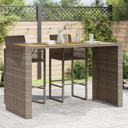 Tavolo Bar da Giardino Piano in Acacia 185x80x110 cm Polyrattan