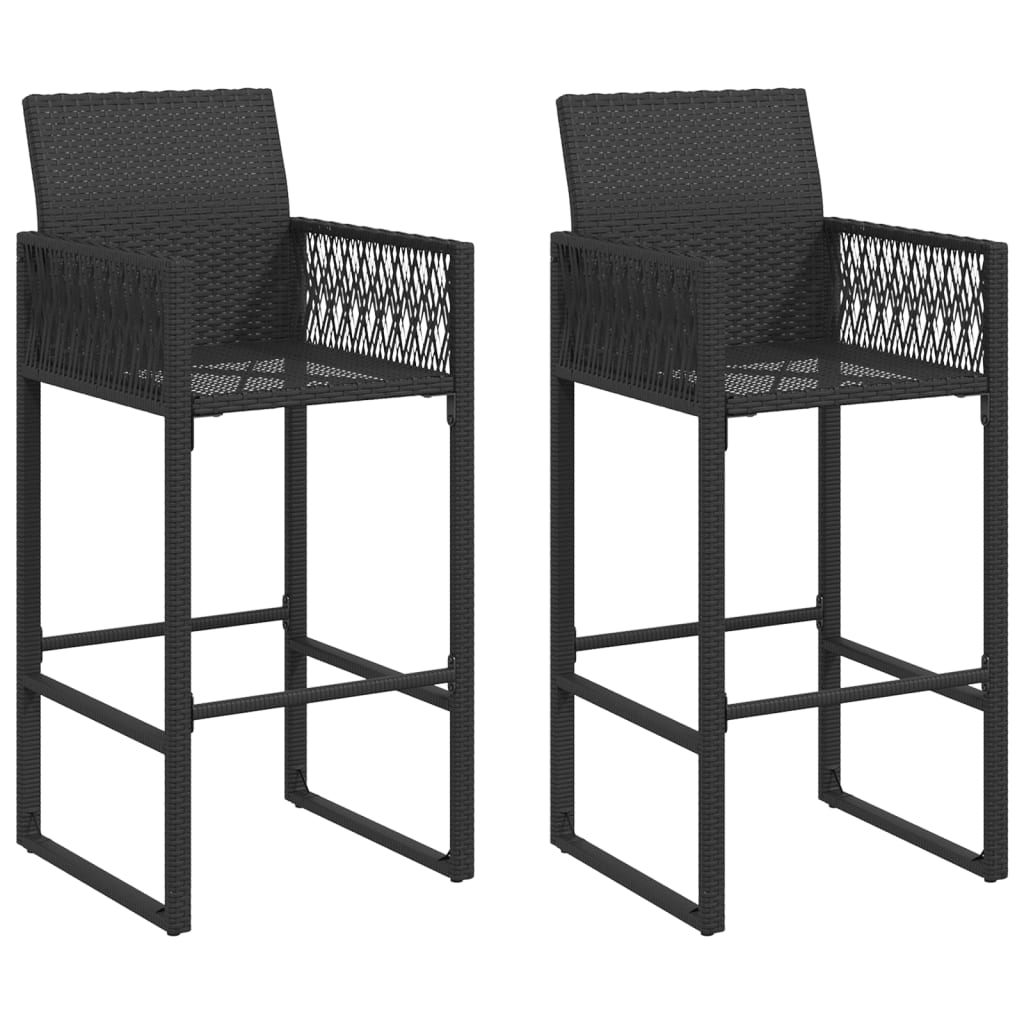 Garden Bar Stools 2 pcs in Black Polyrattan