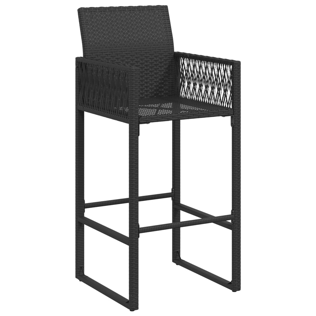 Garden Bar Stools 2 pcs in Black Polyrattan