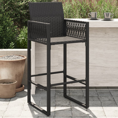 Garden Bar Stools 2 pcs in Black Polyrattan