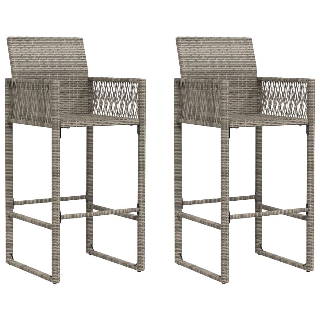 Garden Bar Stools 2 pcs in Gray Polyrattan