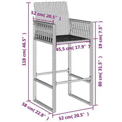 Garden Bar Stools 2 pcs in Gray Polyrattan