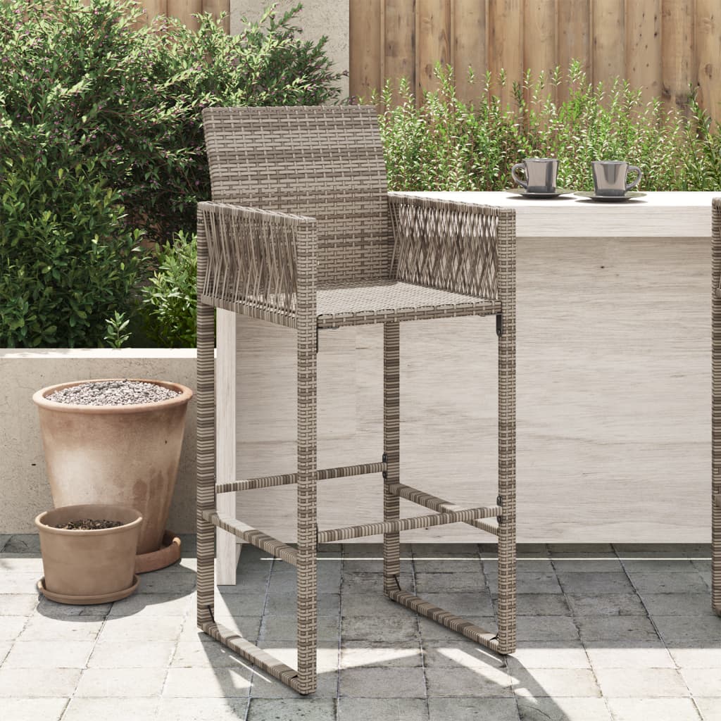 Garden Bar Stools 2 pcs in Gray Polyrattan