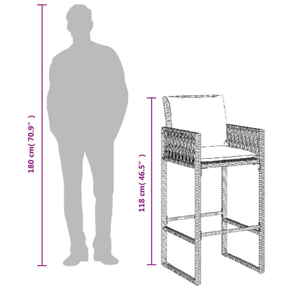 Sgabelli da Bar con Cuscini 2 pz Marroni in Polyrattan