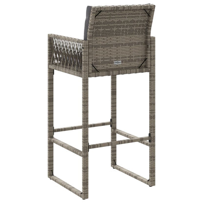 Sgabelli da Bar con Cuscini 2 pz Grigi in Polyrattan - homemem39