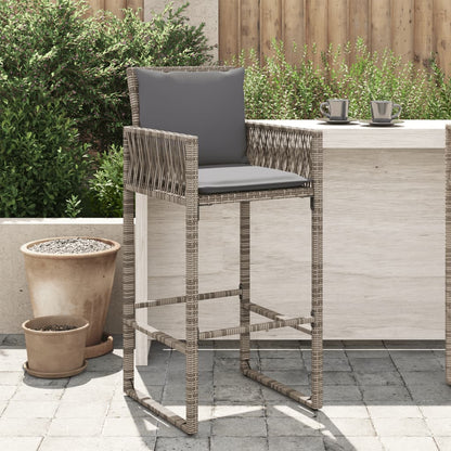Sgabelli da Bar con Cuscini 2 pz Grigi in Polyrattan - homemem39