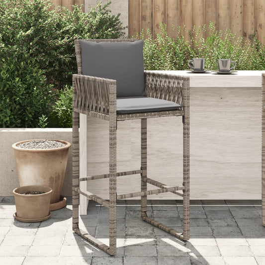 Sgabelli da Bar con Cuscini 2 pz Grigi in Polyrattan - homemem39