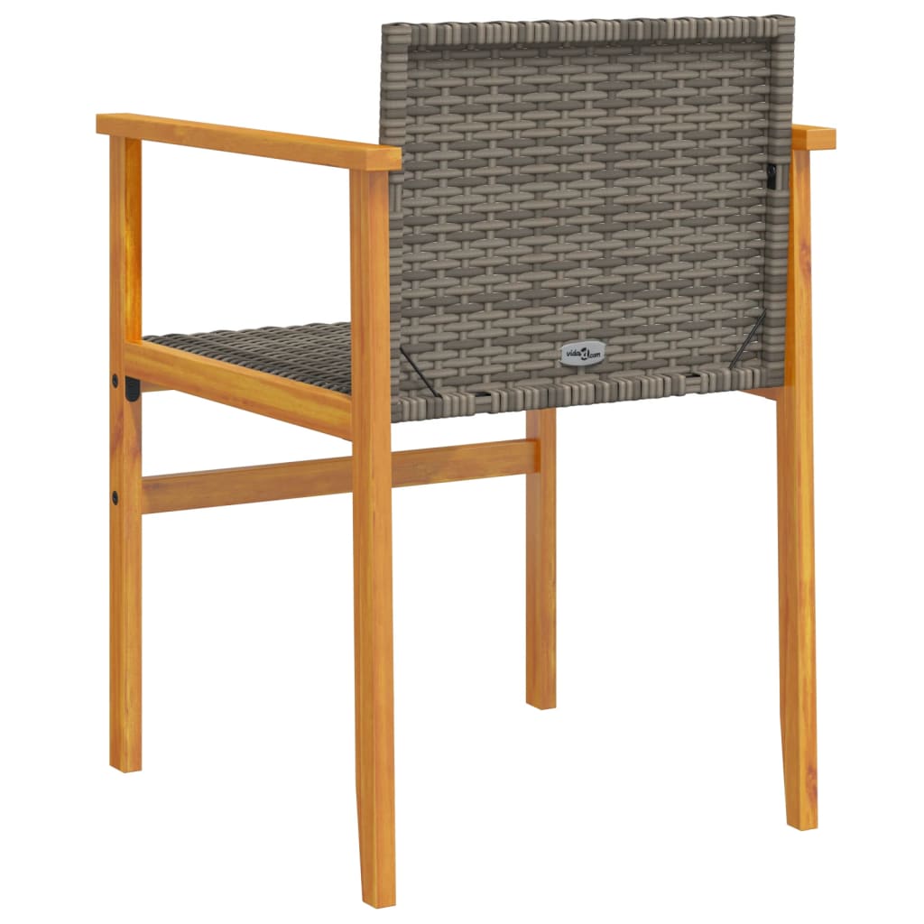 Sedie da Giardino 2 pz Grigie in Polyrattan e Legno Massello - homemem39