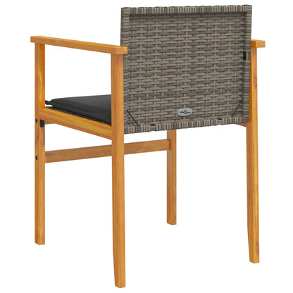 Sedie Giardino con Cuscini 2pz Grigie Polyrattan Legno Massello - homemem39