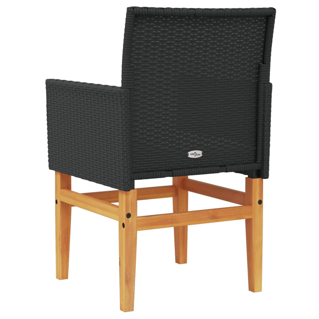 Sedie Giardino con Cuscini 2pz Nere Polyrattan e Legno Massello - homemem39