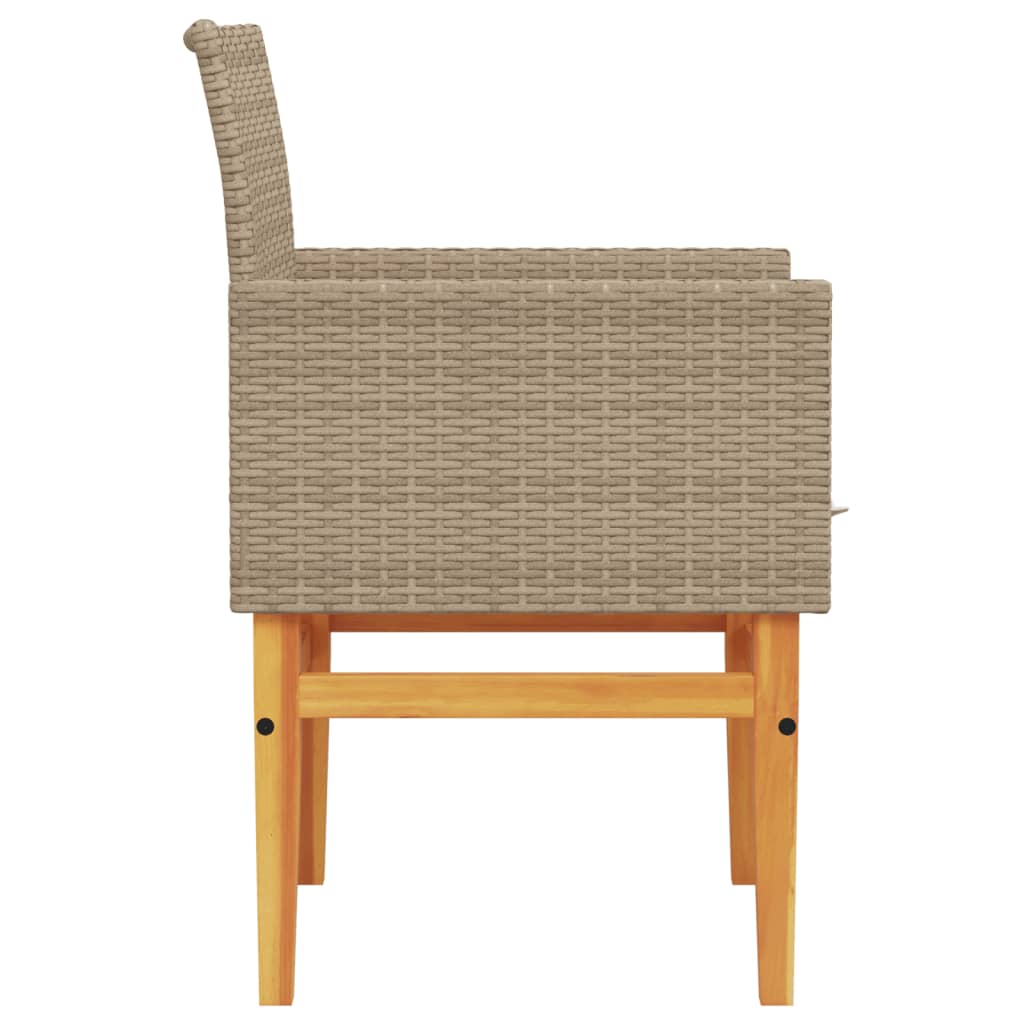 Sedie Giardino con Cuscini 2 pz Beige Polyrattan Legno Massello - homemem39