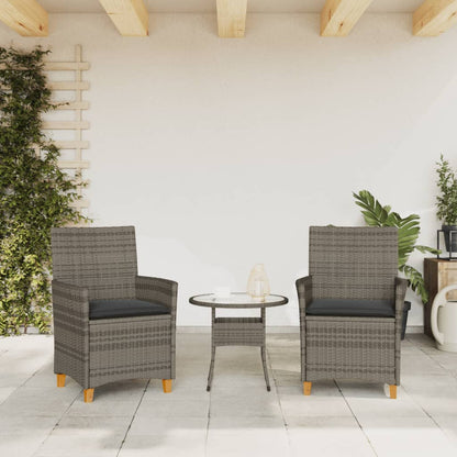 Sedie Giardino con Cuscini 2pz Grigie Polyrattan Legno Massello - homemem39