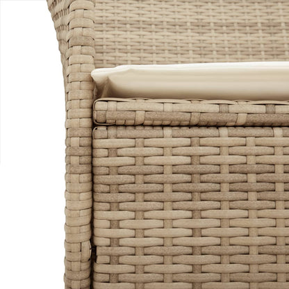 Sedie Giardino con Cuscini 2 pz Beige Polyrattan Legno Massello