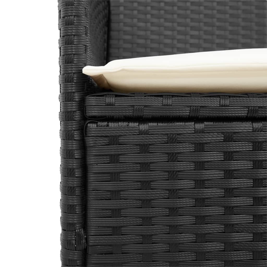 Sedie Giardino con Cuscini 2pz Nere Polyrattan e Legno Massello - homemem39