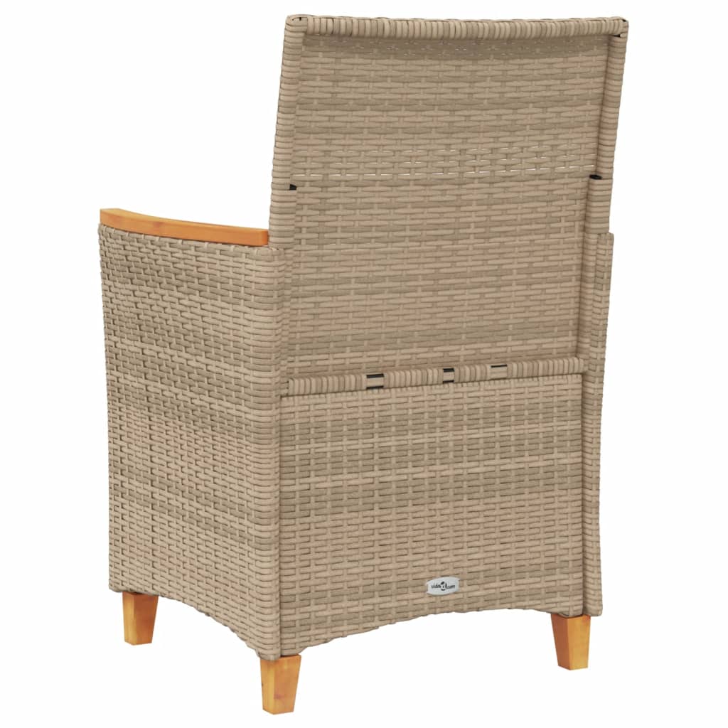 Sedie Giardino con Cuscini 2 pz Beige Polyrattan Legno Massello - homemem39