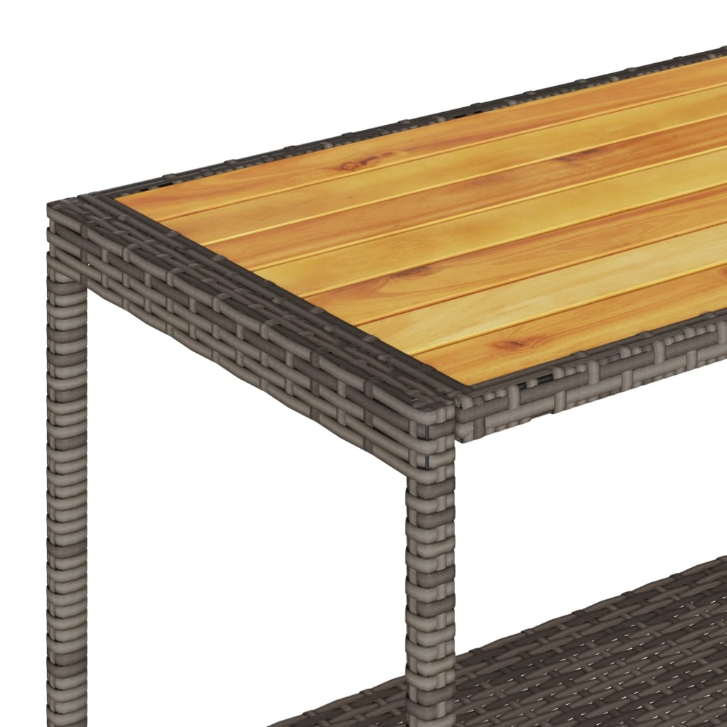 Carrello da Bar 3 Livelli Grigio Polyrattan e Massello Acacia - homemem39