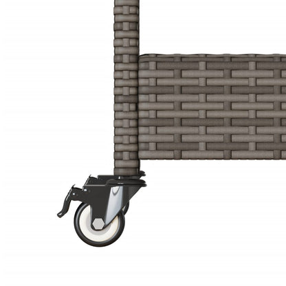 Carrello da Bar 3 Livelli Grigio Polyrattan e Massello Acacia - homemem39