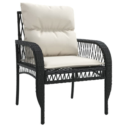 Set Divani da Giardino 4 pz con Cuscini Nero in Polyrattan | homemem39