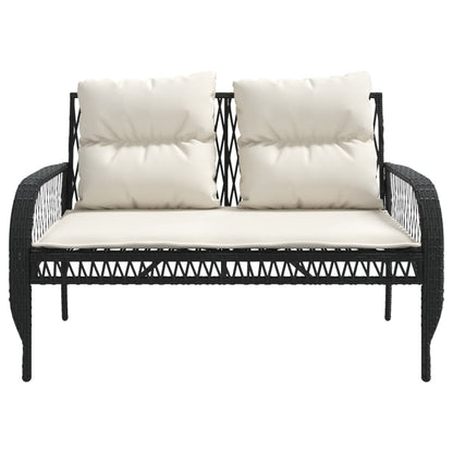 Set Divani da Giardino 4 pz con Cuscini Nero in Polyrattan | homemem39