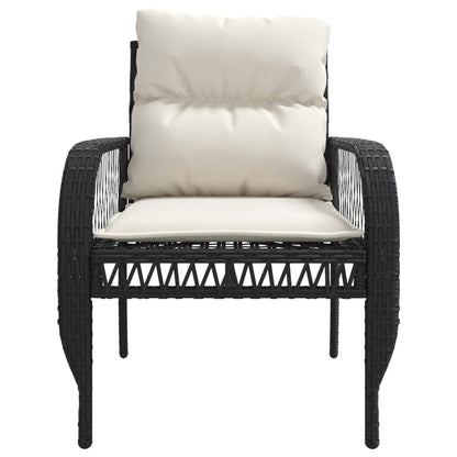 Set Divani da Giardino 4 pz con Cuscini Nero in Polyrattan | homemem39