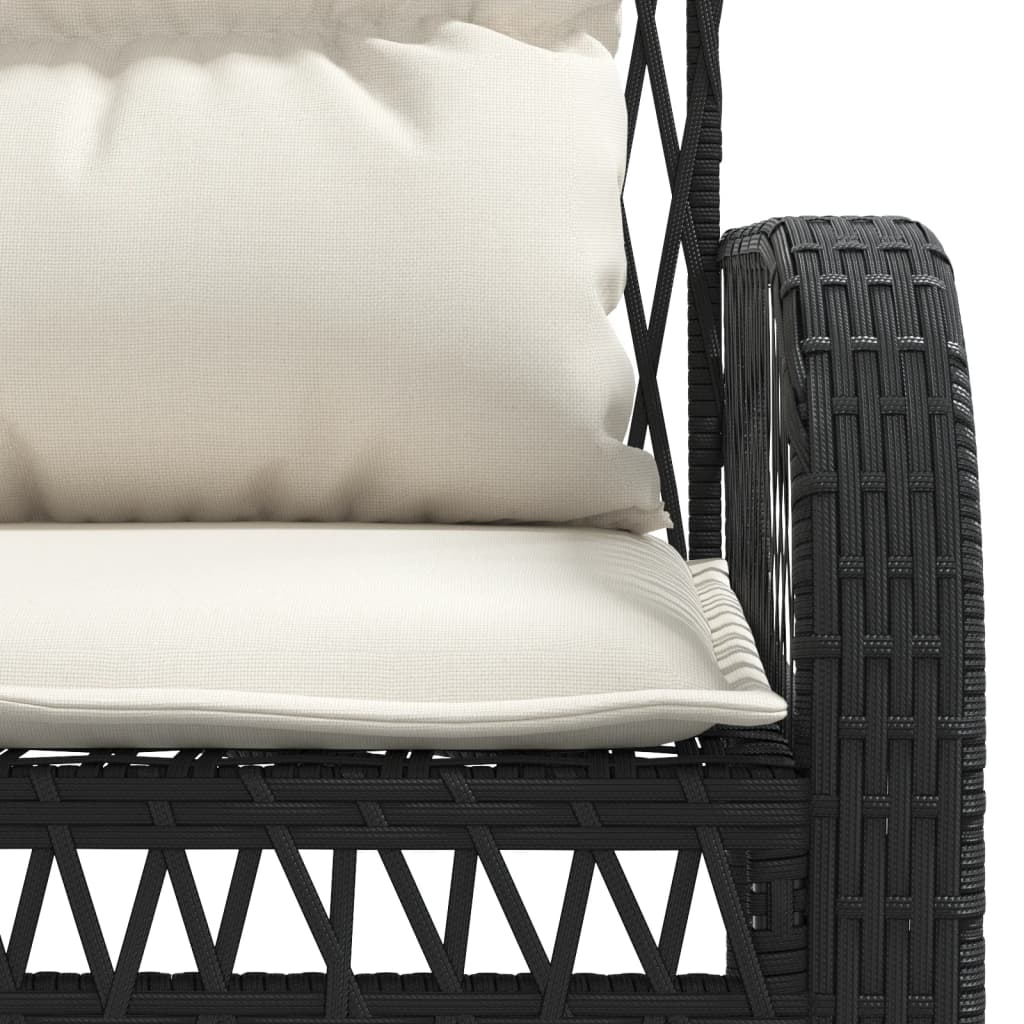 Set Divani da Giardino 4 pz con Cuscini Nero in Polyrattan | homemem39