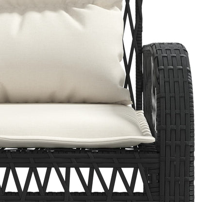 Set Divani da Giardino 4 pz con Cuscini Nero in Polyrattan | homemem39