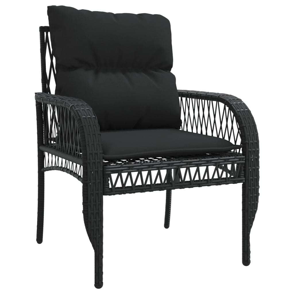 Set Divani da Giardino 4 pz con Cuscini Nero in Polyrattan | homemem39