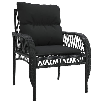 Set Divani da Giardino 4 pz con Cuscini Nero in Polyrattan | homemem39