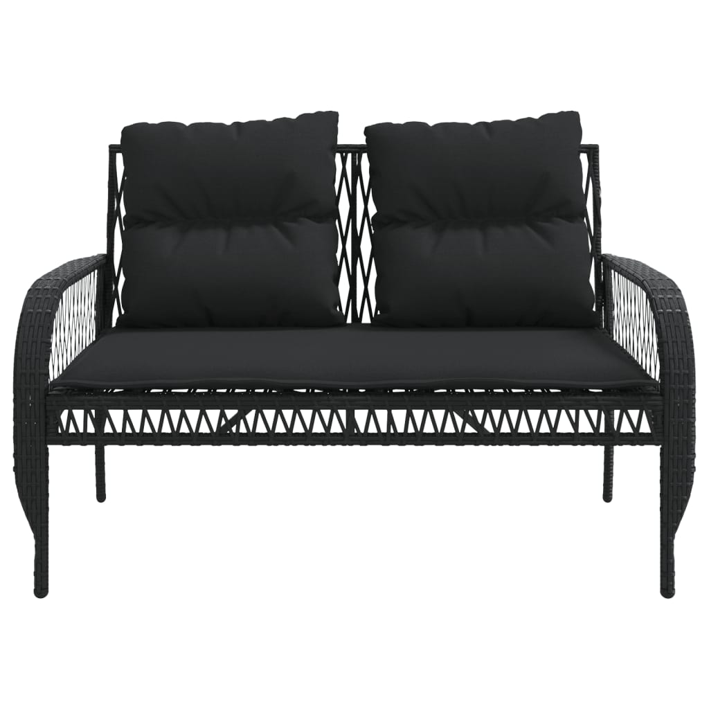 Set Divani da Giardino 4 pz con Cuscini Nero in Polyrattan | homemem39