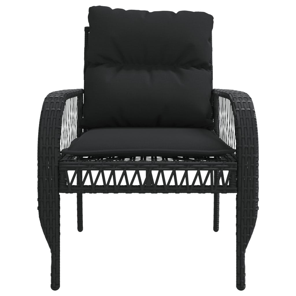 Set Divani da Giardino 4 pz con Cuscini Nero in Polyrattan | homemem39