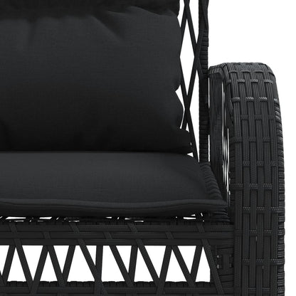 Set Divani da Giardino 4 pz con Cuscini Nero in Polyrattan | homemem39