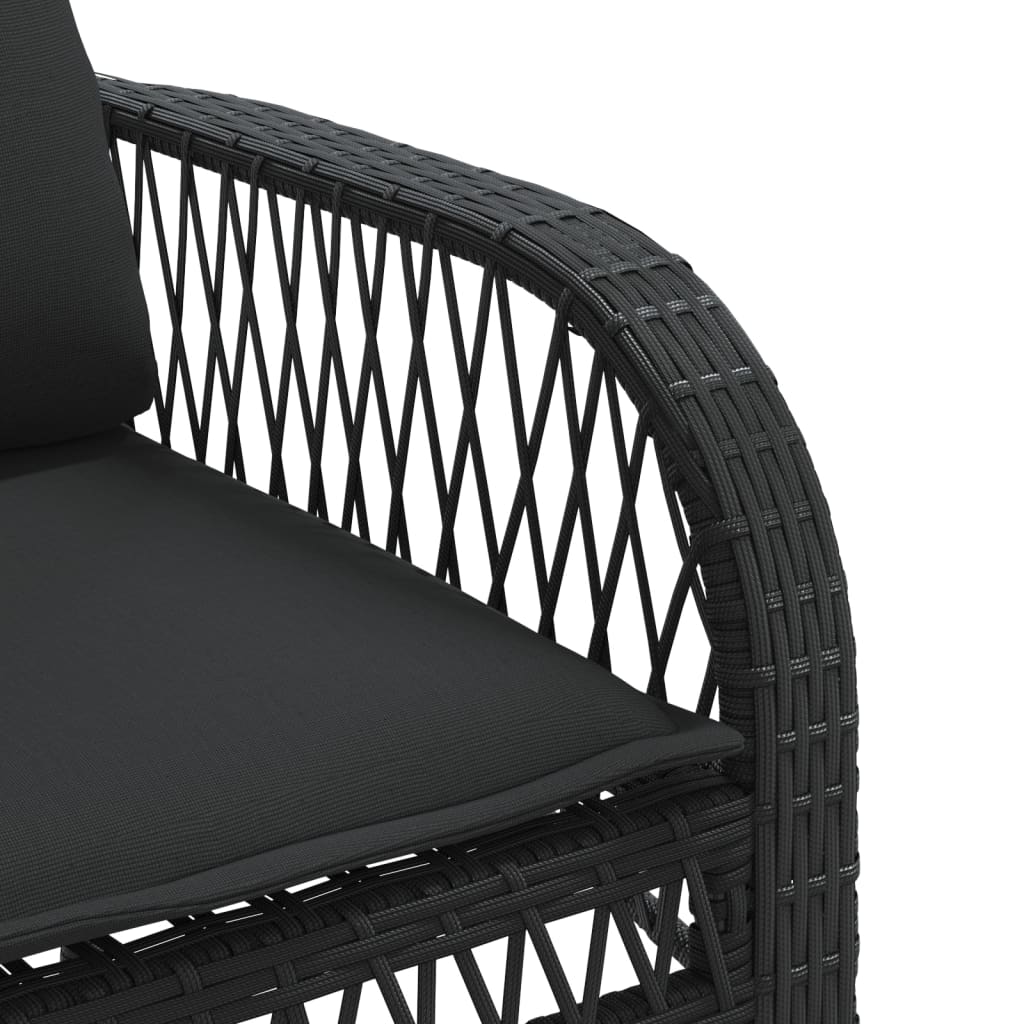 Set Divani da Giardino 4 pz con Cuscini Nero in Polyrattan | homemem39