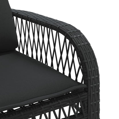 Set Divani da Giardino 4 pz con Cuscini Nero in Polyrattan | homemem39