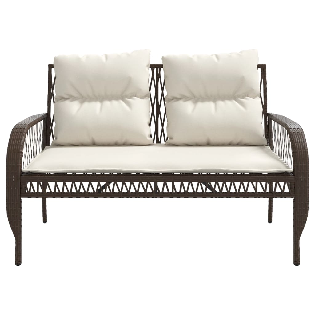 Set Divano da Giardino 4 pz con Cuscini Marrone in Polyrattan | homemem39