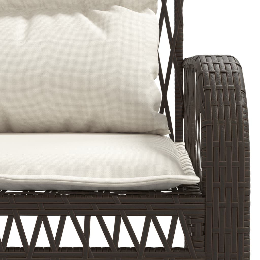 Set Divano da Giardino 4 pz con Cuscini Marrone in Polyrattan | homemem39