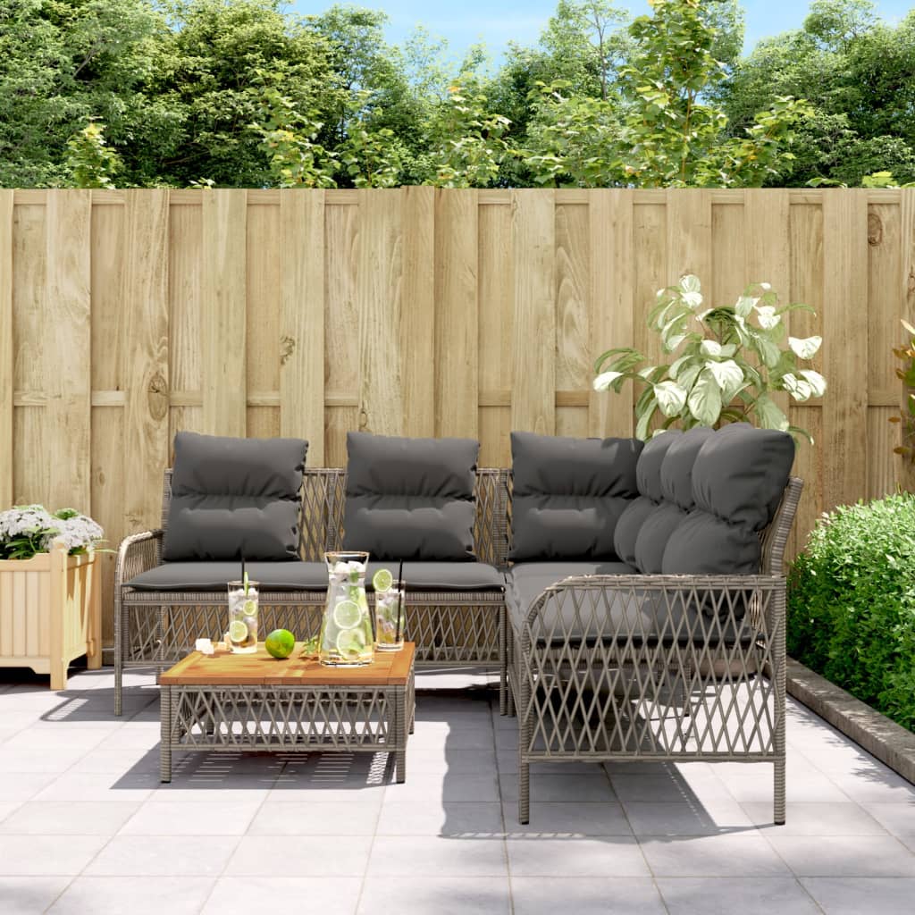 Set Divano da Giardino 2 pz con Cuscini Grigio in Polyrattan | homemem39