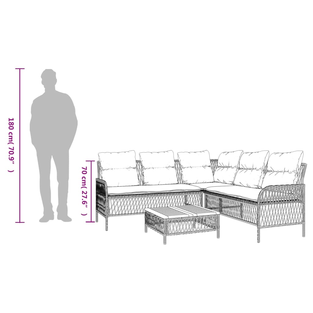 Set Divano da Giardino 2 pz con Cuscini Grigio in Polyrattan | homemem39